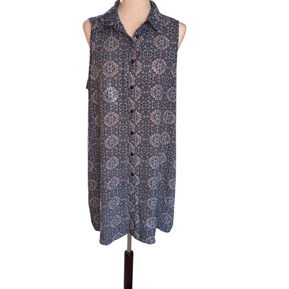 Philosophy Women's Plus size 1X Print Tunic Top Semi Sheer EUC - Picture 1 of 6